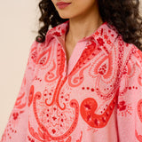 Paisley Slub Cotton Co-ord Set - Peach