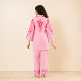 Paisley Slub Cotton Co-ord Set - Pink