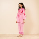 Paisley Slub Cotton Co-ord Set - Pink