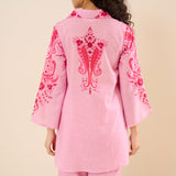 Paisley Slub Cotton Co-ord Set - Pink