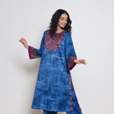 Banjara Woollen Hand Embroidered Kurta - Cobalt