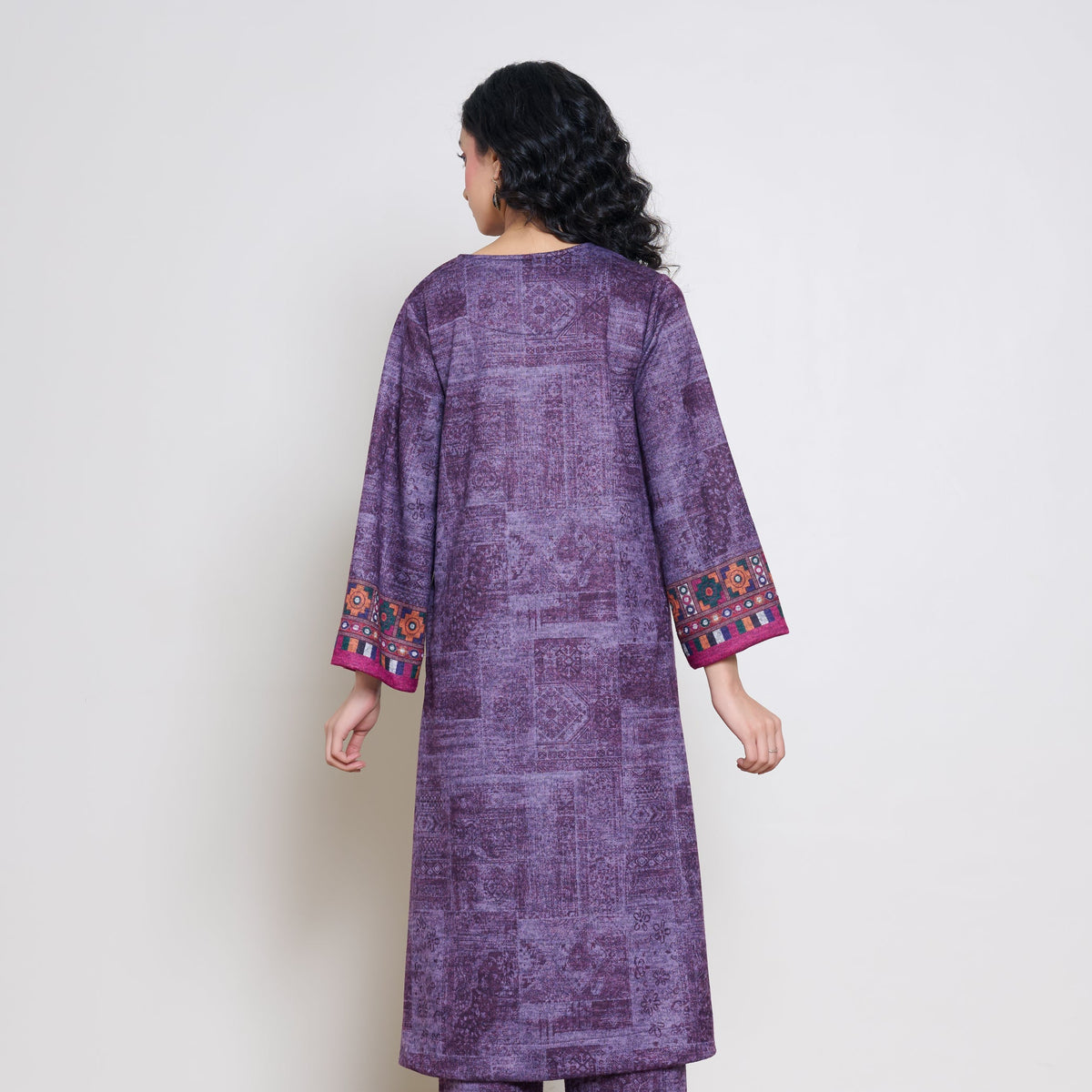 Banjara Woollen Hand Embroidered Kurta - Cherry Lacquer