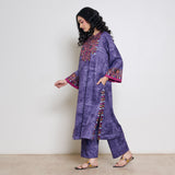 Banjara Woollen Hand Embroidered Kurta Set - Violet