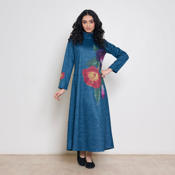 Orchid Woollen Statement Dress - Transformative Teal