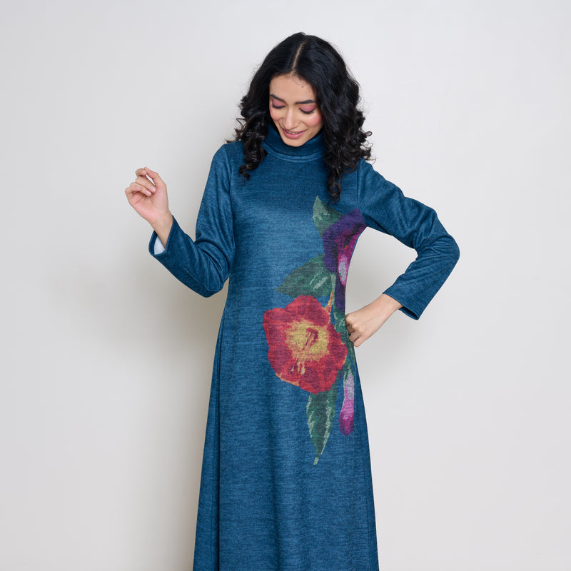 Orchid Woollen Statement Dress - Transformative Teal