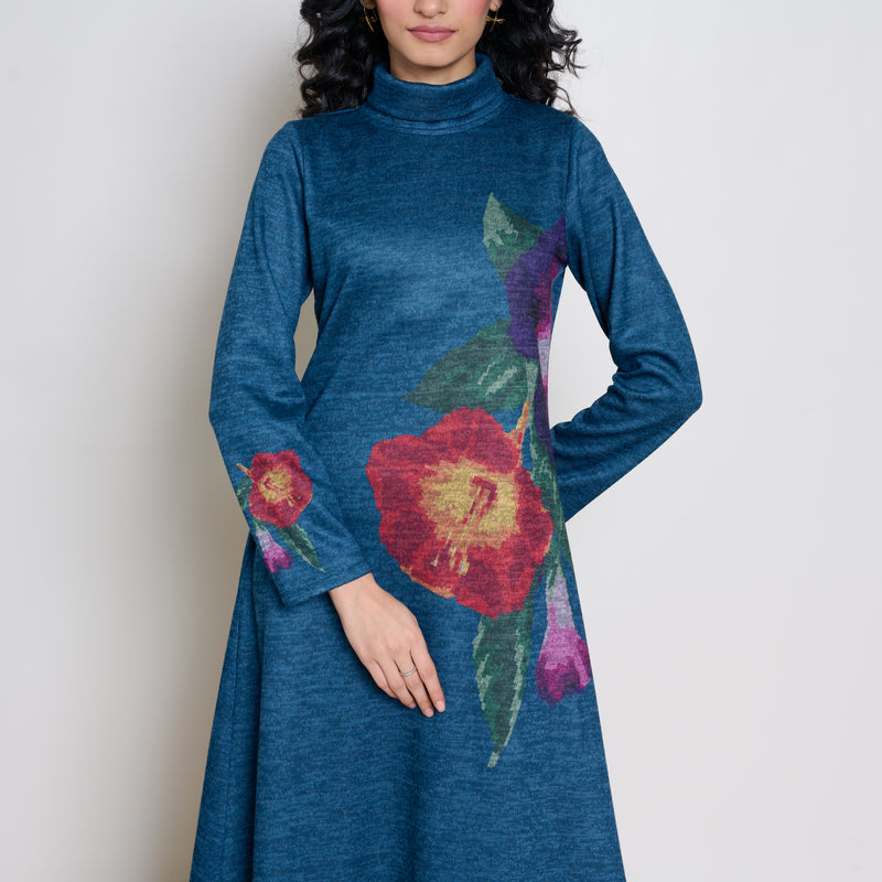 Orchid Woollen Statement Dress - Transformative Teal