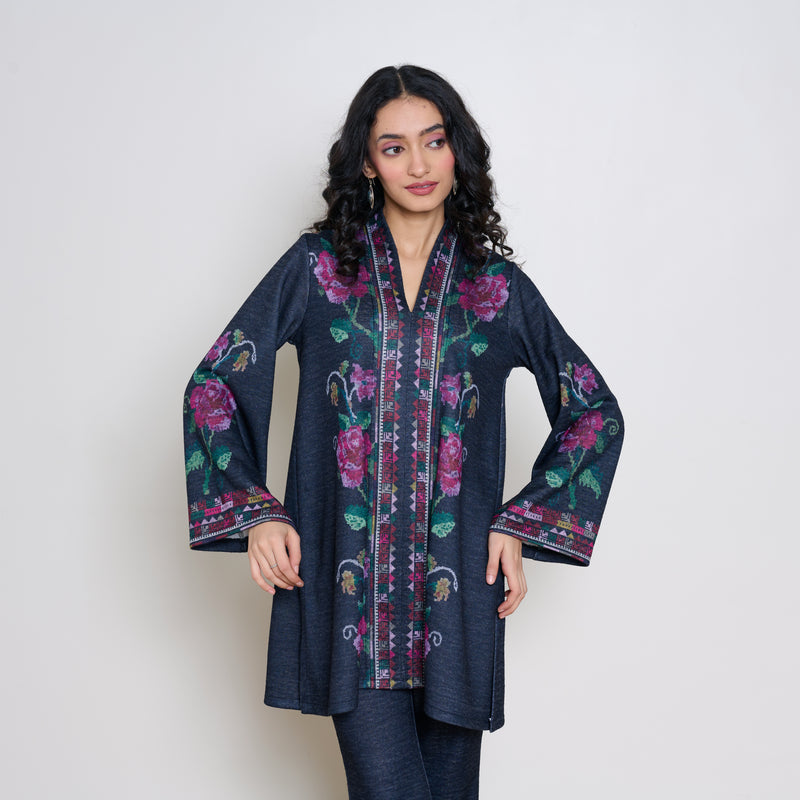 Rosy Woollen Coord Set - Black