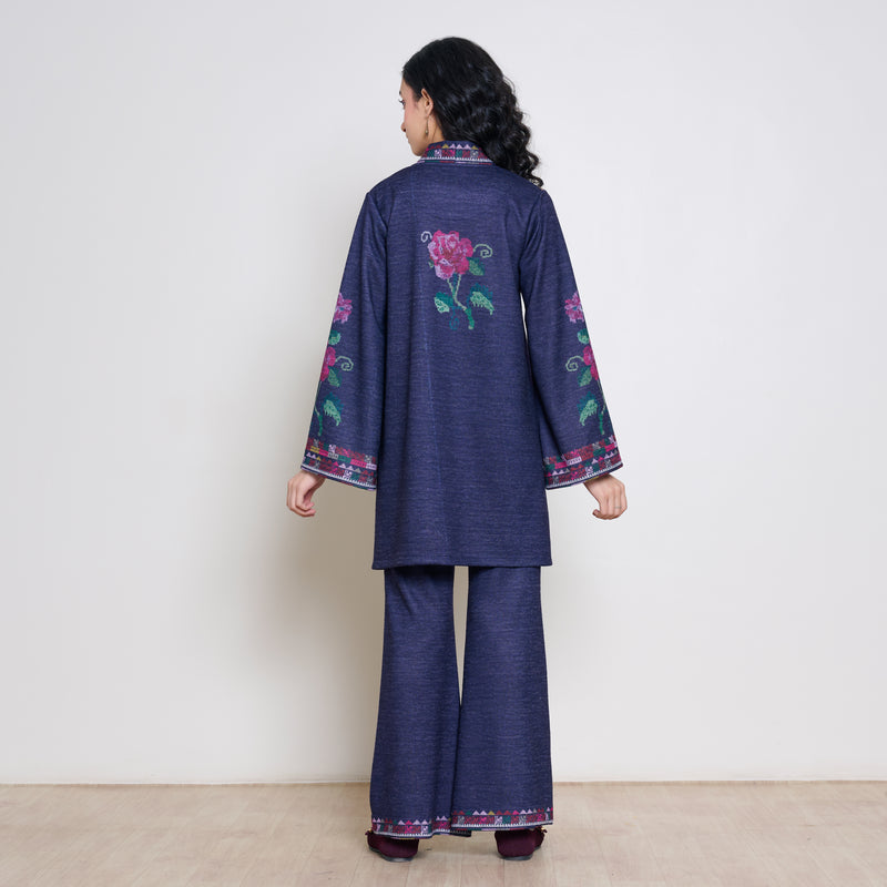 Rosy Woollen Coord Set - Violet