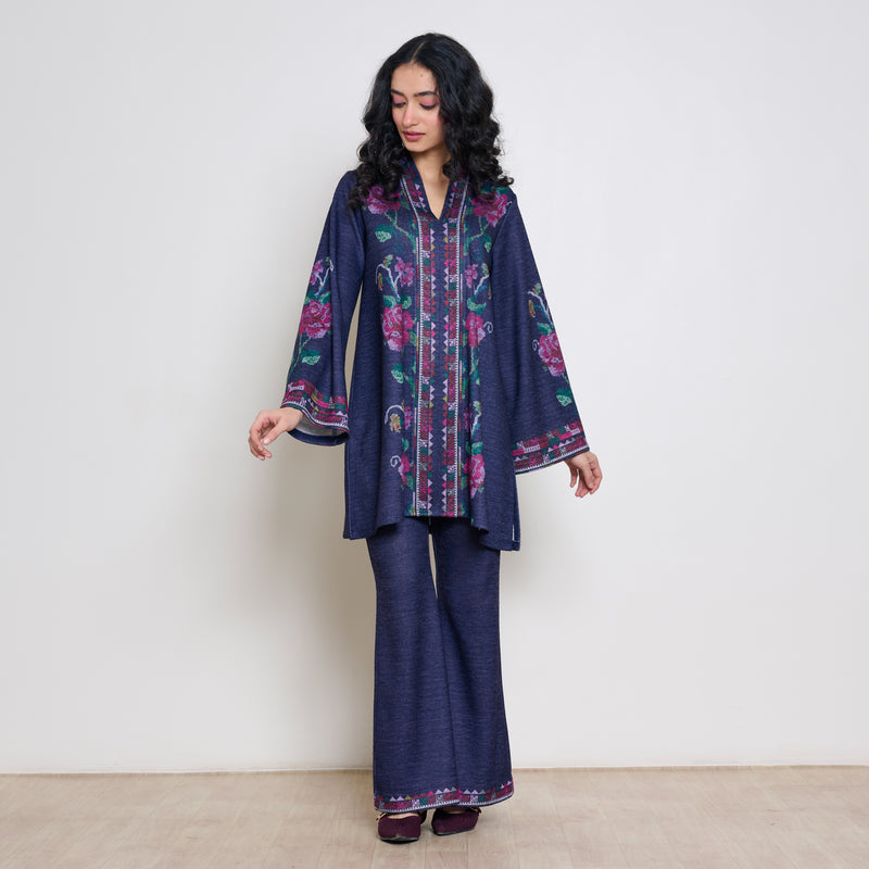 Rosy Woollen Coord Set - Violet