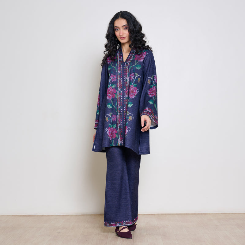 Rosy Woollen Coord Set - Violet