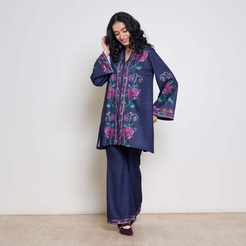 Rosy Woollen Coord Set - Violet