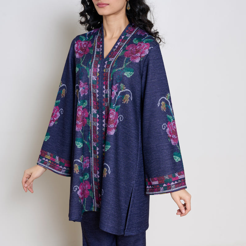 Rosy Woollen Coord Set - Violet