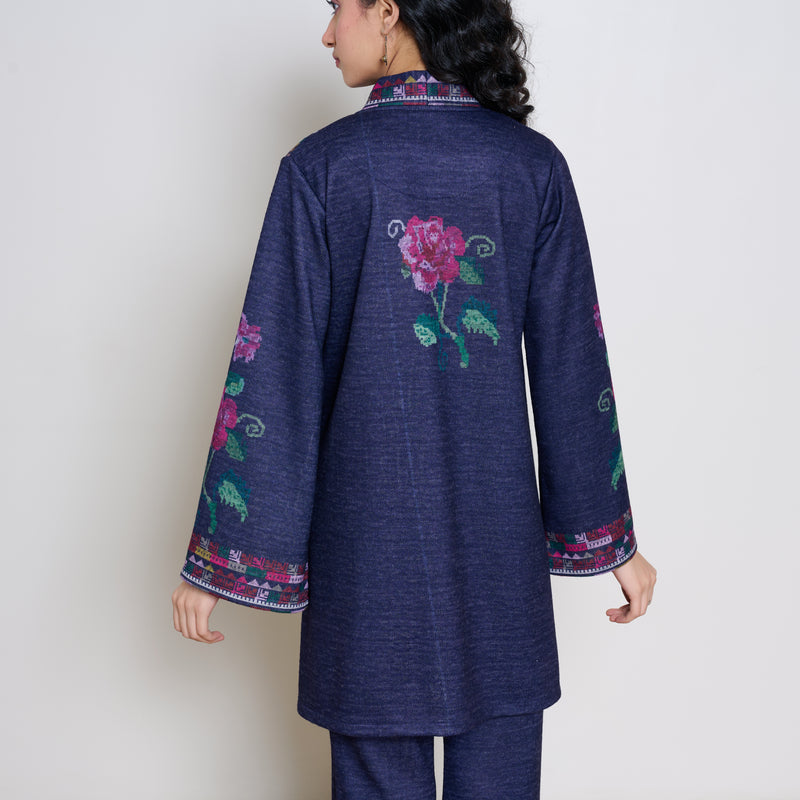 Rosy Woollen Coord Set - Violet