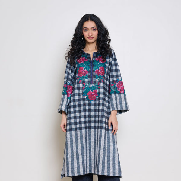 Evermore Woollen Hand Embroidered Kurta - Charcoal