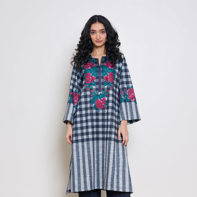 Evermore Woollen Hand Embroidered Kurta - Charcoal