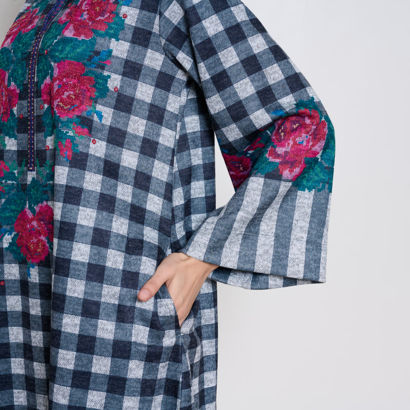 Evermore Woollen Hand Embroidered Kurta Set - Charcoal