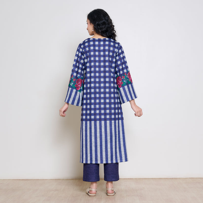 Evermore Woollen Hand Embroidered Kurta Set - Violet