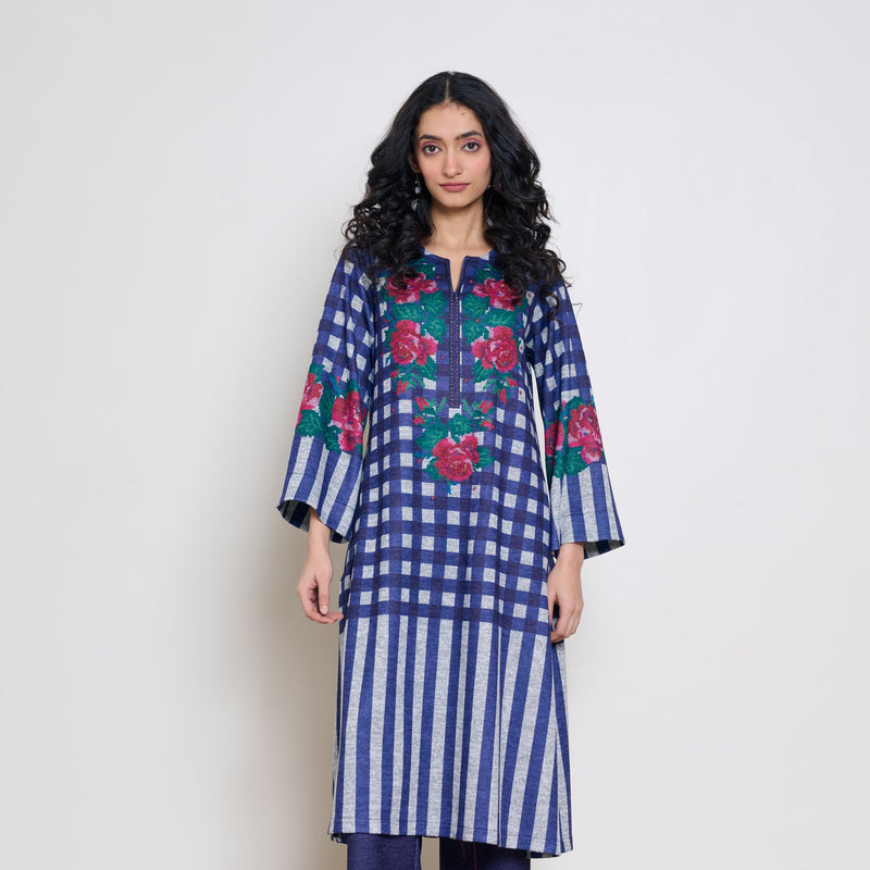 Evermore Woollen Hand Embroidered Kurta - Violet
