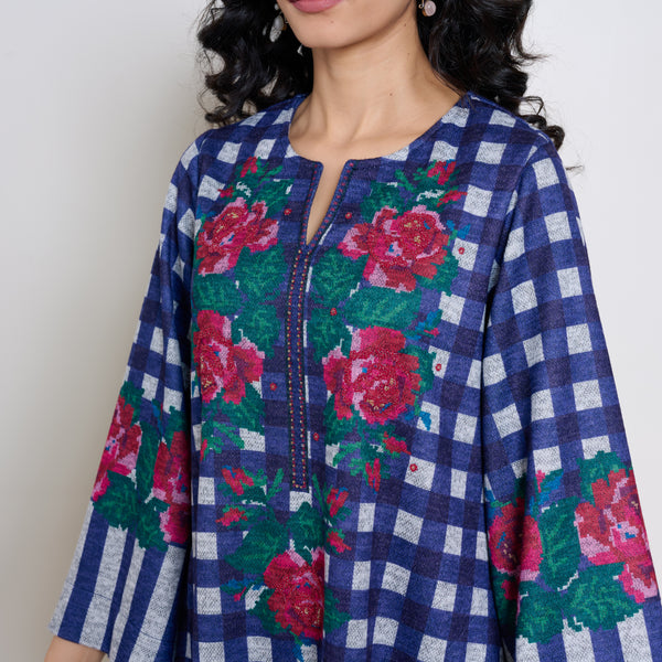 Evermore Woollen Hand Embroidered Kurta - Violet