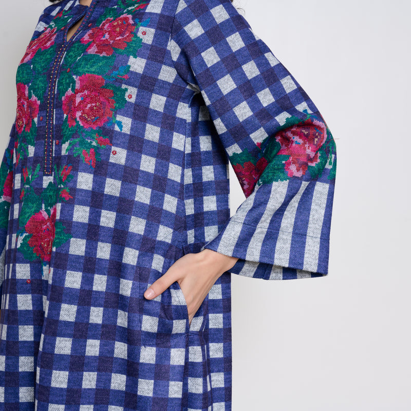 Evermore Woollen Hand Embroidered Kurta Set - Violet