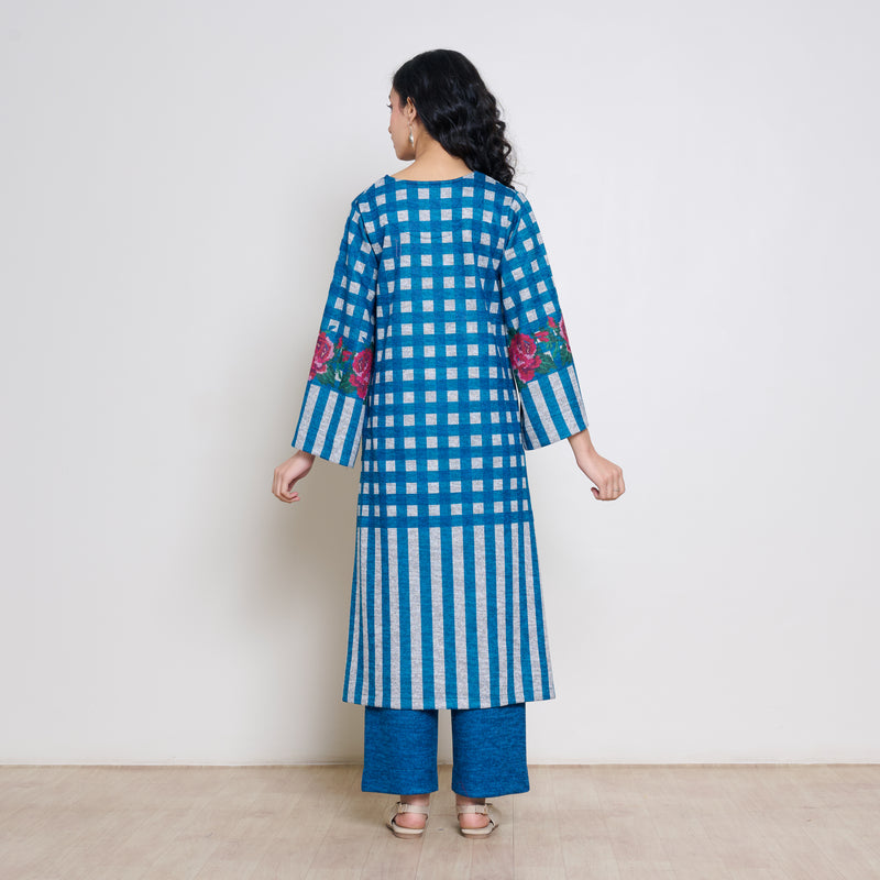 Evermore Woollen Hand Embroidered Kurta Set - Transformative Teal