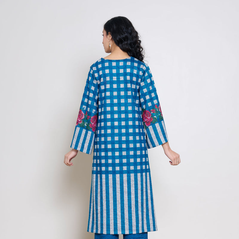 Evermore Woollen Hand Embroidered Kurta - Transformative Teal