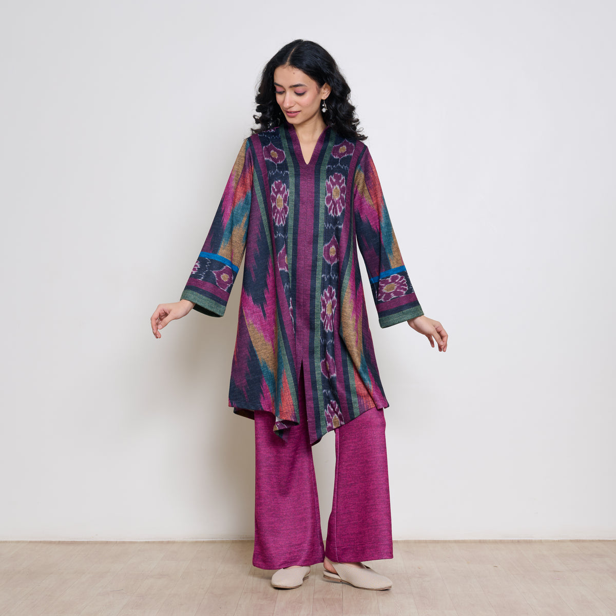 Autumn Woollen Coord Set - Black & Multicolour