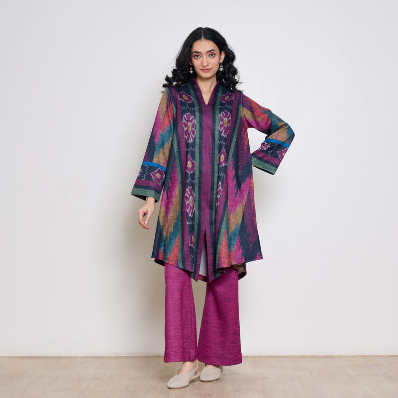 Autumn Woollen Coord Set - Black & Multicolour