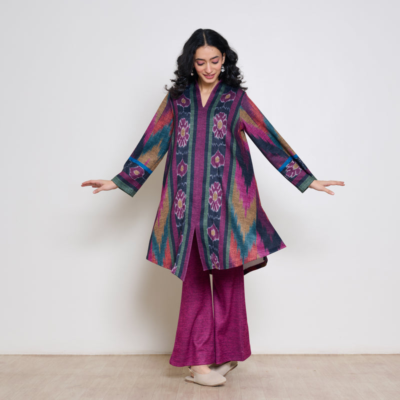 Autumn Woollen Coord Set - Black & Multicolour