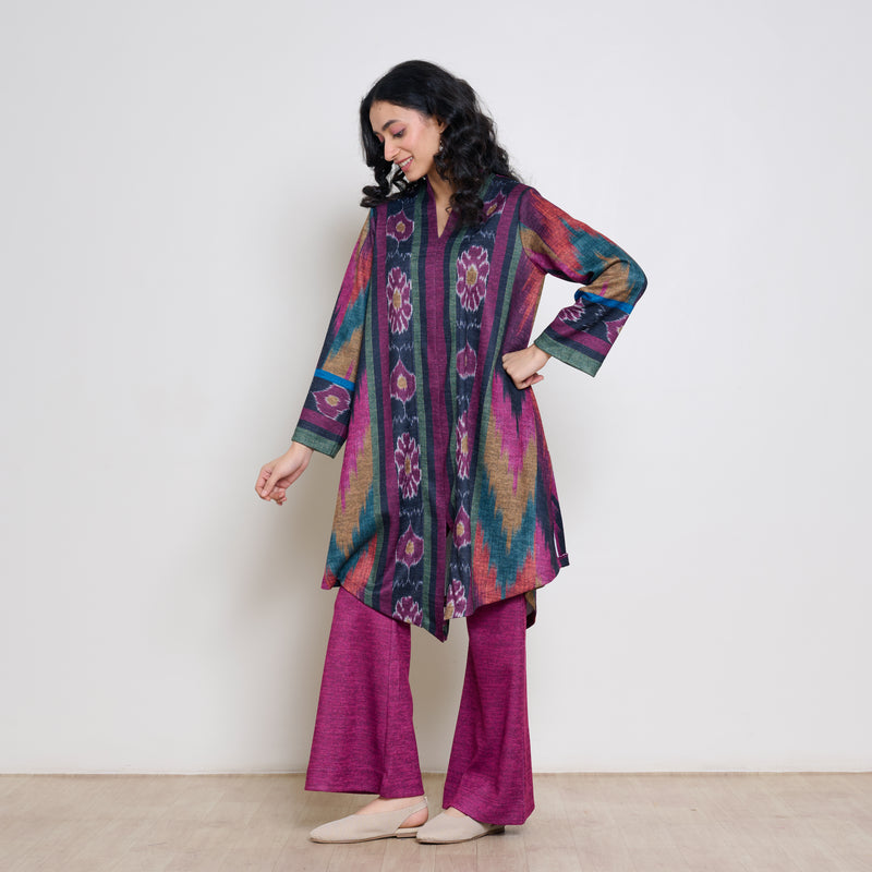 Autumn Woollen Coord Set - Black & Multicolour