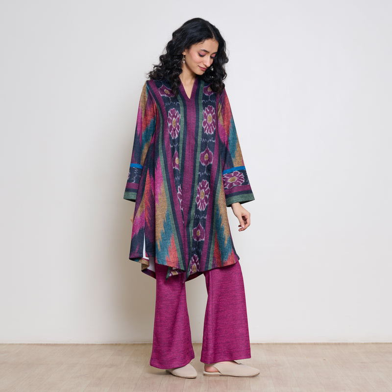 Autumn Woollen Coord Set - Black & Multicolour