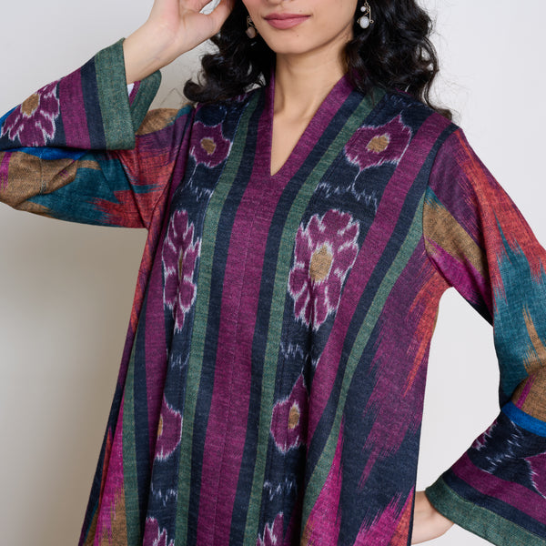 Autumn Woollen Coord Set - Black & Multicolour