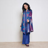 Autumn Woollen Coord Set - Porcelain Blue & Multicolour