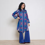 Autumn Woollen Coord Set - Porcelain Blue & Multicolour