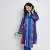 Autumn Woollen Coord Set - Porcelain Blue & Multicolour