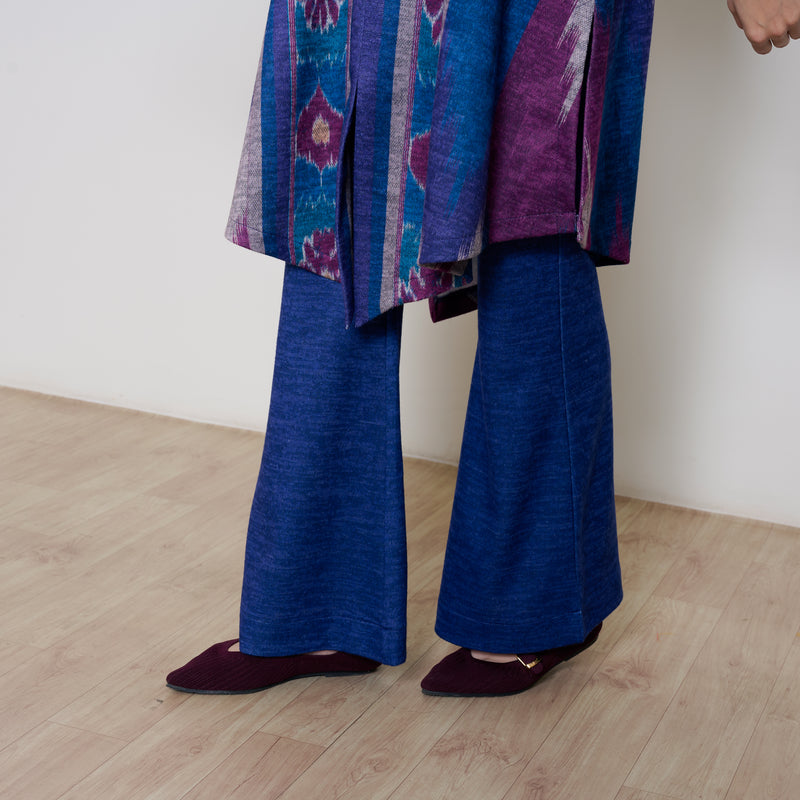 Autumn Woollen Coord Set - Porcelain Blue & Multicolour