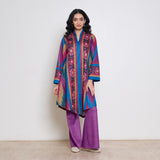 Autumn Woollen Coord Set - Electric Blue & Multicolour