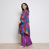 Autumn Woollen Coord Set - Electric Blue & Multicolour