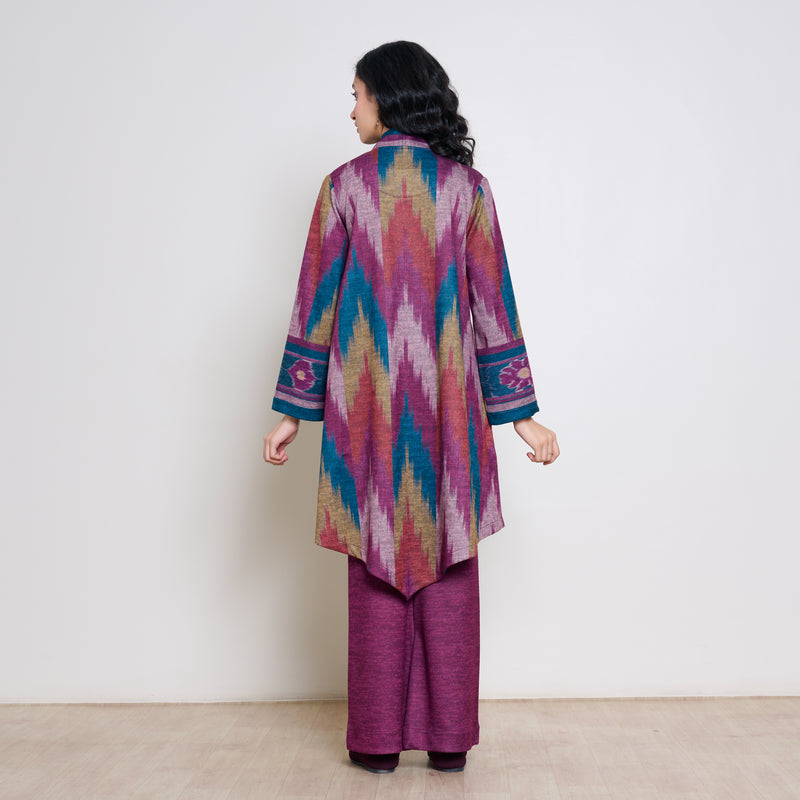 Autumn Woollen Coord Set - Transformative Teal & Multicolour