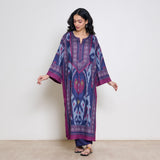 Murmur Woollen Hand Embroidered Long Kurta - Violet
