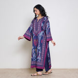 Murmur Woollen Hand Embroidered Long Kurta - Violet