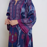 Murmur Woollen Hand Embroidered Long Kurta - Violet