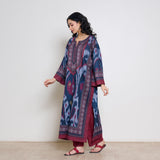 Murmur Woollen Hand Embroidered Long Kurta - Black