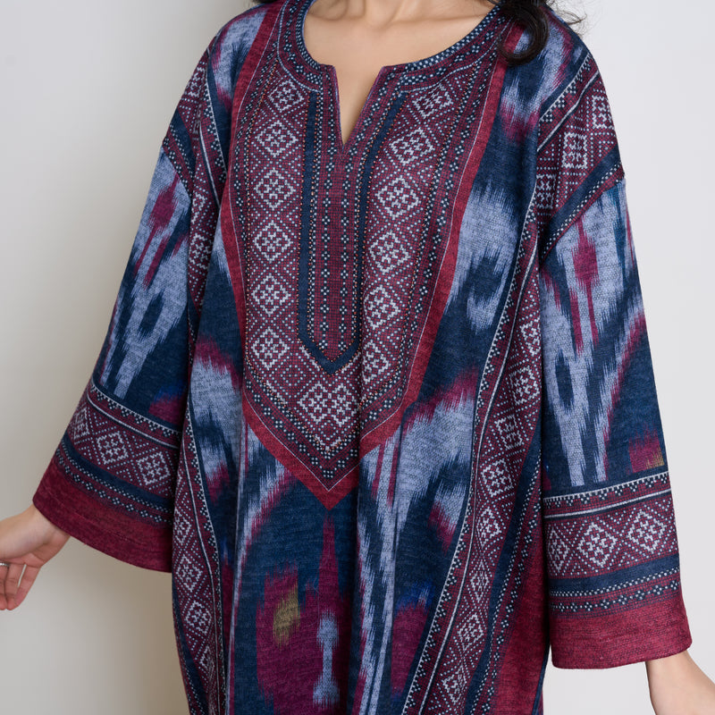 Murmur Woollen Hand Embroidered Long Kurta - Black