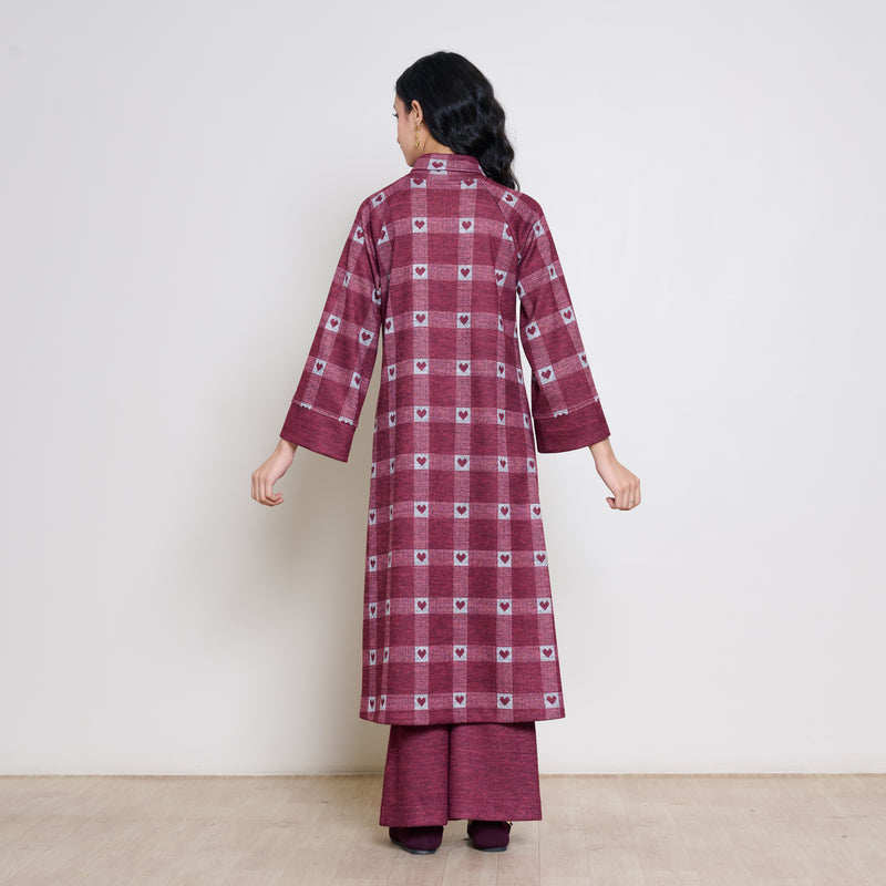Childhood Sweetheart Woollen Kurta - Maroon