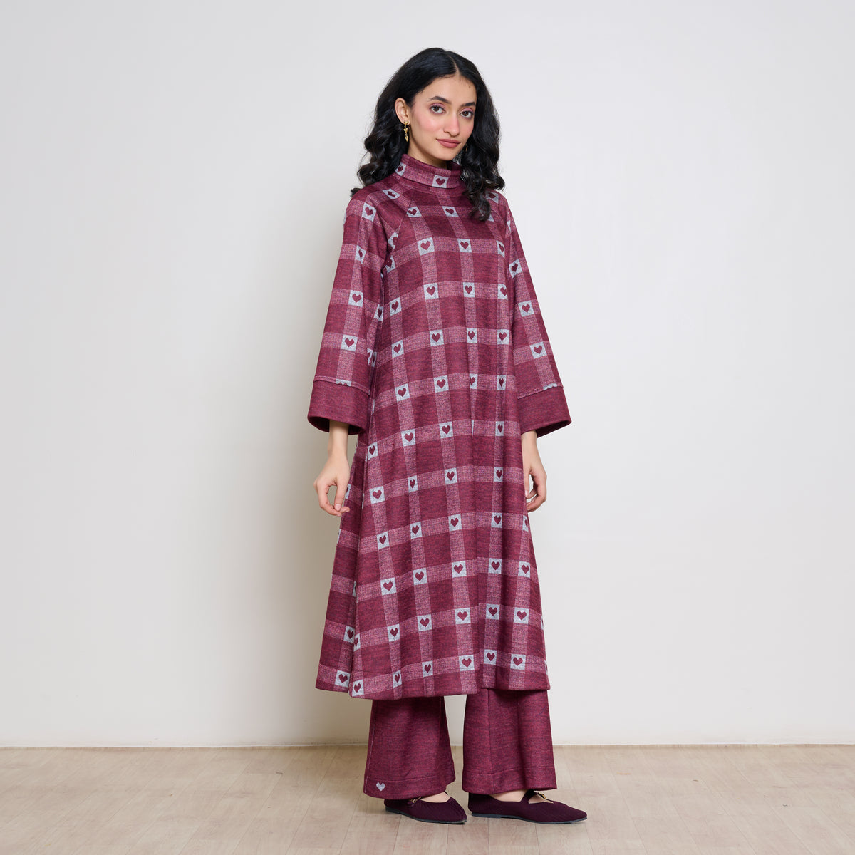 Childhood Sweetheart Woollen Kurta - Maroon