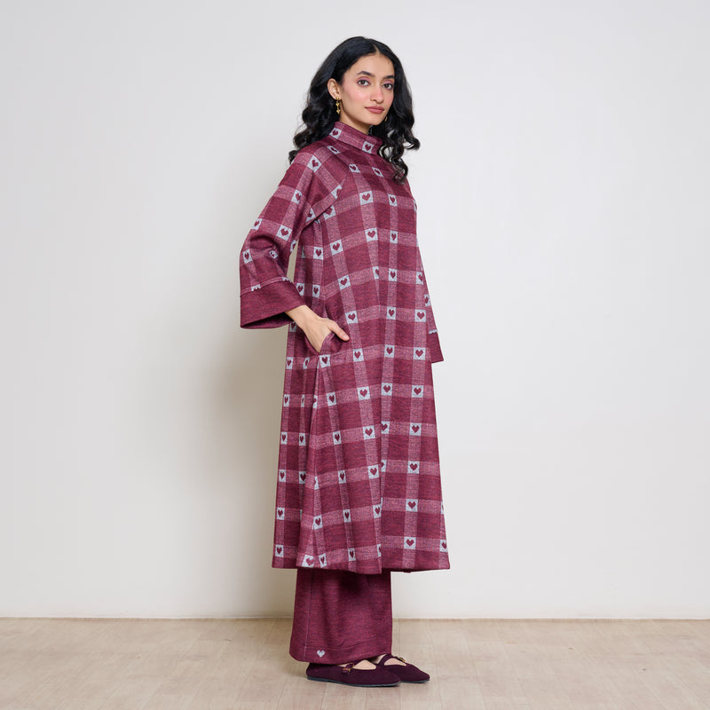 Childhood Sweetheart Woollen Kurta - Maroon