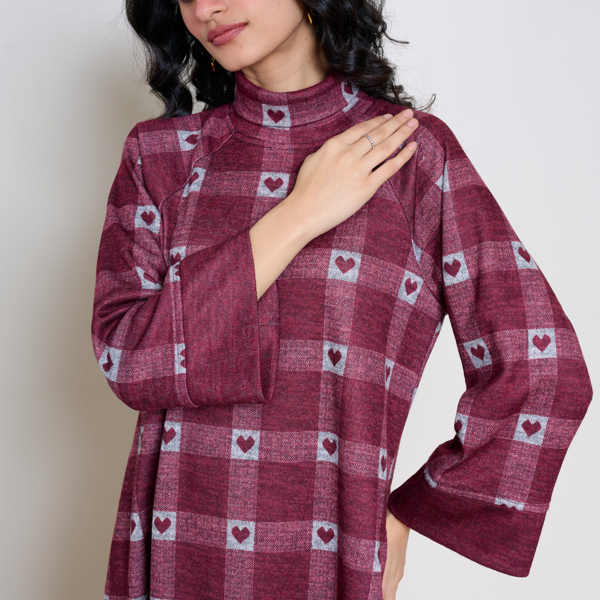 Childhood Sweetheart Woollen Kurta - Maroon