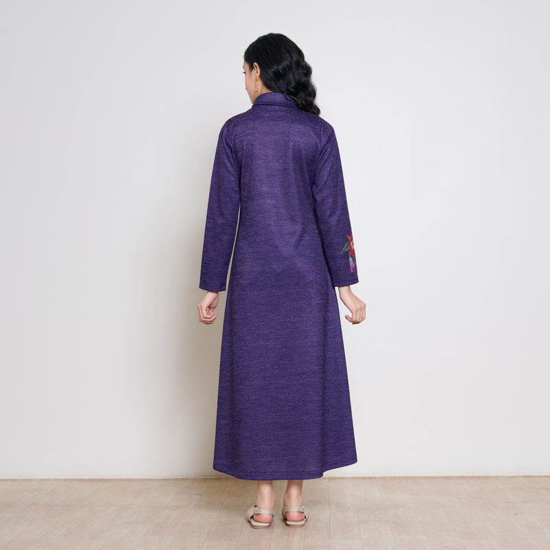 Orchid Woollen Statement Dress - Violet