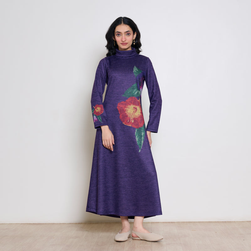 Orchid Woollen Statement Dress - Violet